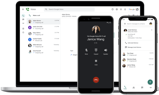 Stay connected and organized with easy-to-use phone solution
Google Voice is a voice over Internet protocol (VoIP) phone service that uses the Internet to make and receive phone calls, as well as send text messages. It gives you a phone number for calls, texts, and voicemails. You can use this number to make domestic and international calls from your web browser and mobile devices. If you're in the US or Canada, you can choose your own number. Your organization can also assign you a Google Voice number.